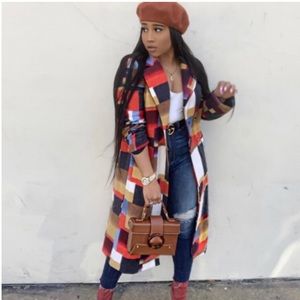 Long Multicolored Wool Coat